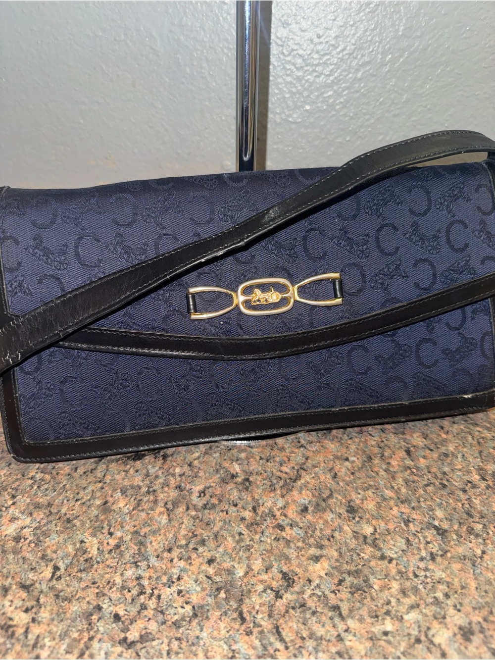 Celine vintage Navy Blue Macadam Monogram denim shoulder bag - Picture 9 of 9